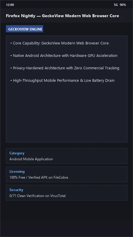 Firefox Nightly: Fast GeckoView Browser with Add-ons official screenshot preview 1