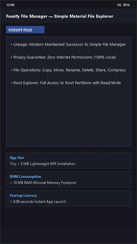 Fossify File Manager: Dual-Pane Archive & Storage Manager official screenshot preview 1